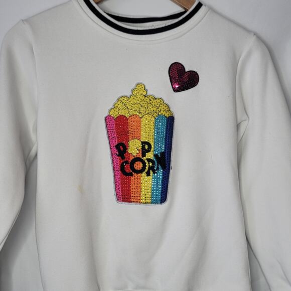 Lola and the Boys- Girls popcorn sweatshirt- white - size Large- READ - Picture 3 of 9